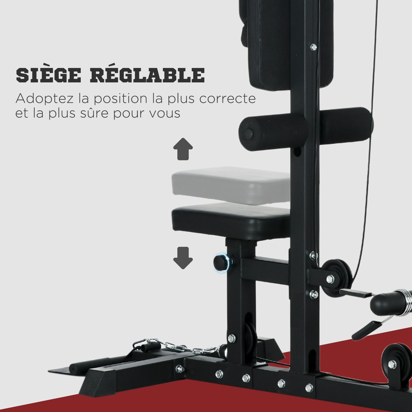 Fitnessstation – Krachtstation – Home Gym – Spiertrainingsapparaat – Trainingsbank – Verstelbare Zitting – Max. Belasting 110 kg