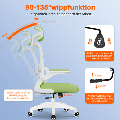 Office Chair with Adjustable Headrest, Armrests, and Lumbar Support, Load Capacity up to 150 kg