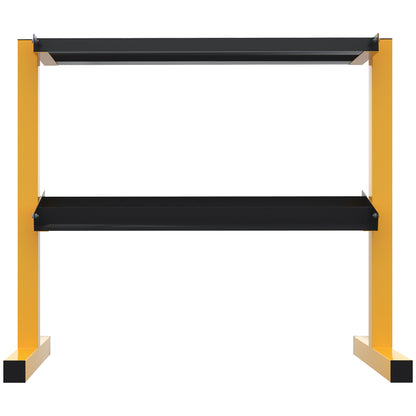 Halterrek – Dumbbellrek – Gewichtenrek – Dumbbellhouder – Halterstandaard – Stalen Frame – 2 Leggers Tot 270 kg – Geel 92,5x50,5x80,5 cm