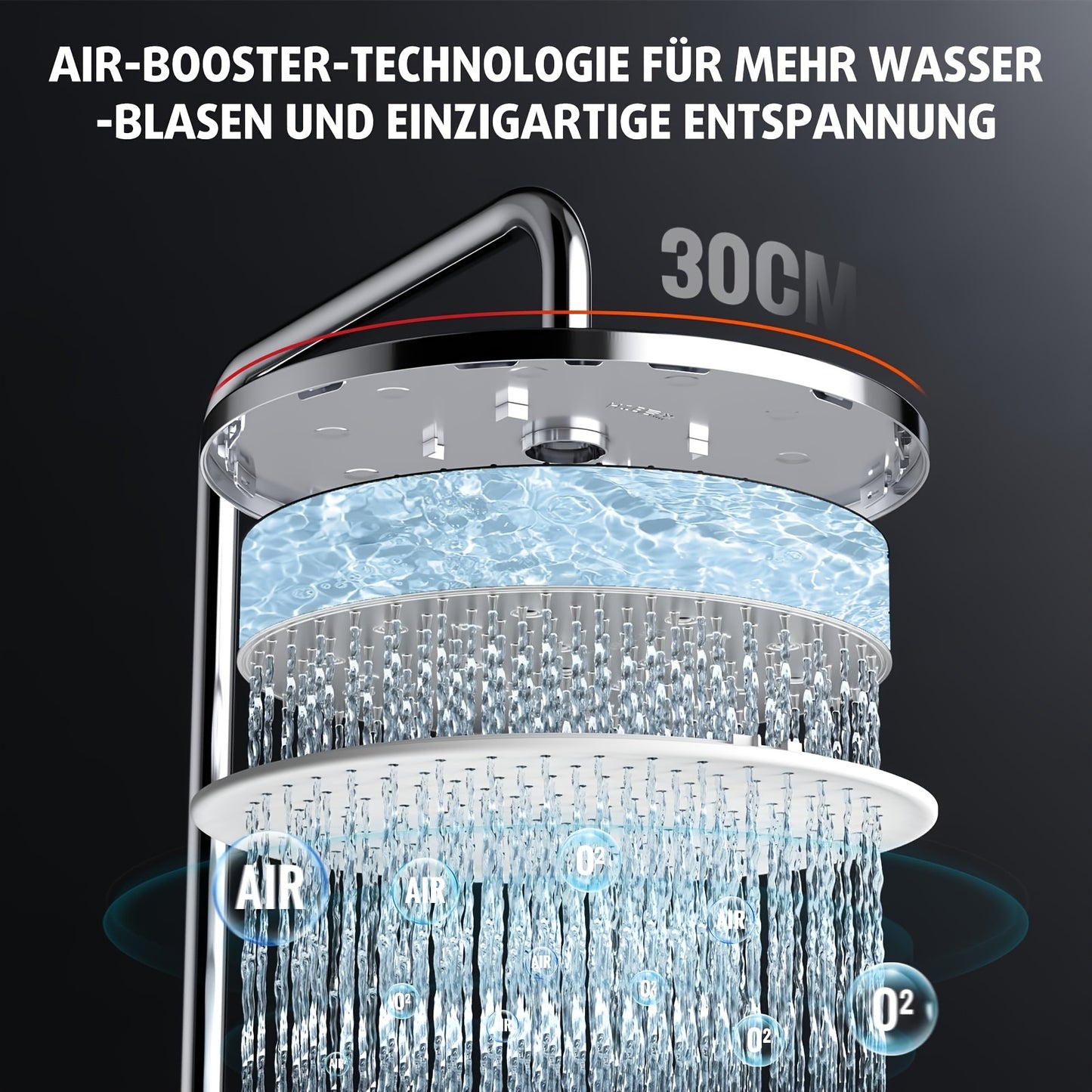Thermostaatkraan – Thermostatische Douchekraan – Doucheset – Regendouche – Handdouche – Verchroomde Afwerking – 30 cm Regendouche – 5-standen Handdouche Met Verstelbare Houder