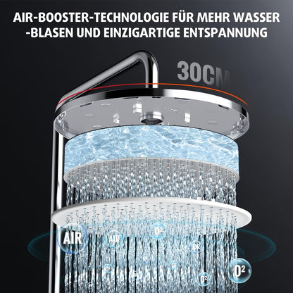 Thermostaatkraan – Thermostatische Douchekraan – Doucheset – Regendouche – Handdouche – Verchroomde Afwerking – 30 cm Regendouche – 5-standen Handdouche Met Verstelbare Houder