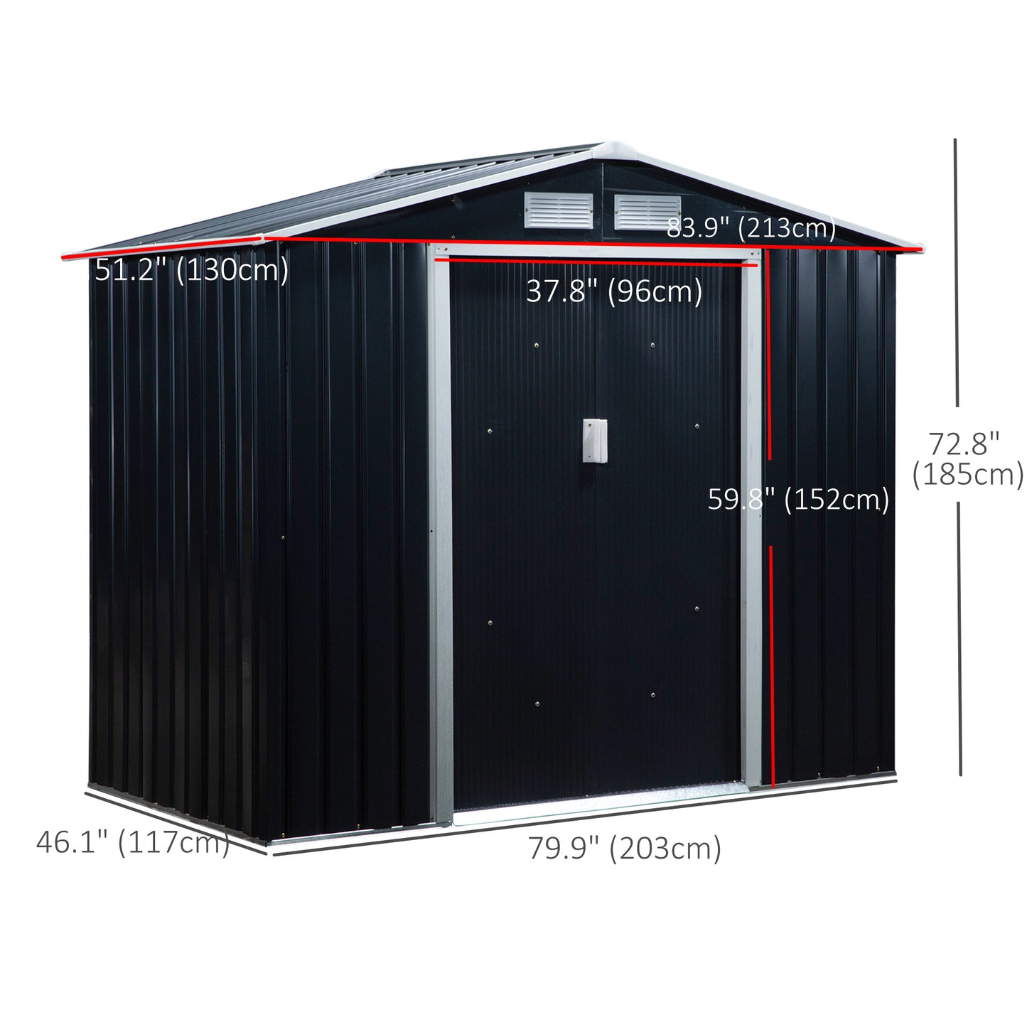 Tuinkast – Tuinberging – Tuinhuis – Tuinopslag – Tuinloods – Grijs Stalen Tuinkast – 2,5 m² Opbergruimte – Ventilatie & Dubbele Deur Met Slot