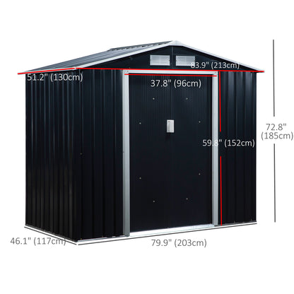 Tuinkast – Tuinberging – Tuinhuis – Tuinopslag – Tuinloods – Grijs Stalen Tuinkast – 2,5 m² Opbergruimte – Ventilatie & Dubbele Deur Met Slot