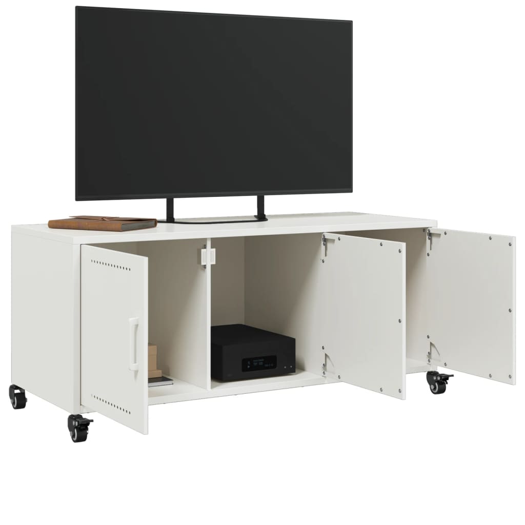 Tv Meubel – Tv Kast – Tv Meubels – Media Kast – Dressoir – Wit – Koudgewalst Staal – 100,5x39x43,5 cm