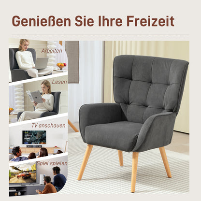 Fauteuil – Relaxfauteuil – Zitzak – Loungestoel – Armstoel – Velvetlook Bekleding – Max. Draaggewicht 120 Kg – Grijs