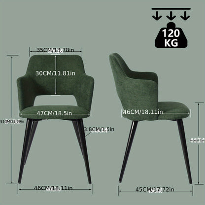 Eetkamerstoel – Stoel – Armstoel – Designstoel – Scandinavische Stoel – Groen – Ergonomisch Design – Zacht Polyester Met Stalen Frame