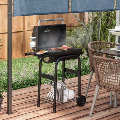 Houtskoolgrill – Barbecue – Smoker – BBQ Grill – Kolengril – Zwart – Groot Grilloppervlak 83x46,5 cm – Ingebouwde Thermometer