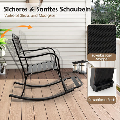 Schommelstoel – Rocking Chair – Tuinstoel – Lounge Stoel – Relaxstoel – Aluminium Gietwerk – Anti-Roest – Voetensteun Met Comfort
