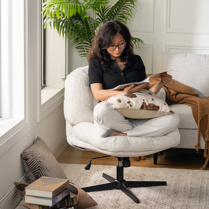 Witte Stoel – Bureaustoel – Draaistoel – Eetkamerstoel – Fauteuil – 360° Draaibaar – Verstelbare Zithoogte 48-55 cm