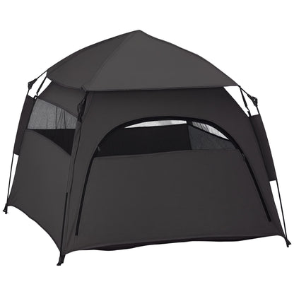 Honden Tent – Huisje voor Honden – Dieren Tent – Opvouwbare Hondenhuis – Buiten Kooi – Zwart – Weerbestendig – Geschikt voor Grote Honden tot 75 cm