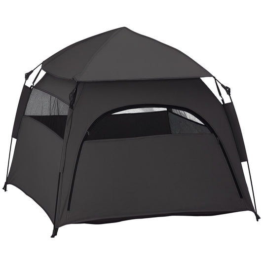 Honden Tent – Huisje voor Honden – Dieren Tent – Opvouwbare Hondenhuis – Buiten Kooi – Zwart – Weerbestendig – Geschikt voor Grote Honden tot 75 cm