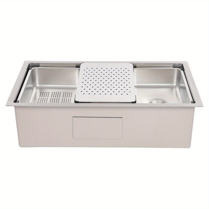 Spoelbak RVS – Keukenspoelbak – Inbouw Spoelbak – Opbouw Spoelbak – Undermount Spoelbak – Grote Inhoud 76x45,8 cm – Mat RVS Afwerking