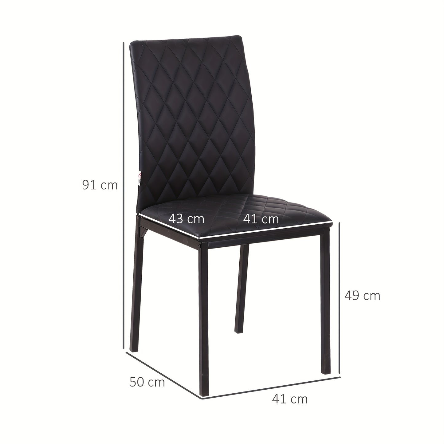 Eetkamerstoelen – Stoelen – Dining Stoelen – Taf stoelen – Zwarte Stoelen – Set van 4 – Gevoerde Zitting – Stalen Poten 41x50x91 cm