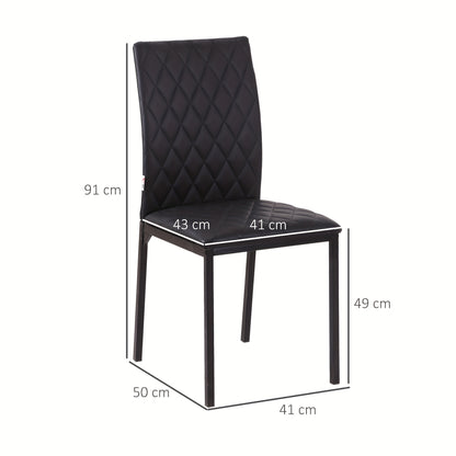 Eetkamerstoelen – Stoelen – Dining Stoelen – Taf stoelen – Zwarte Stoelen – Set van 4 – Gevoerde Zitting – Stalen Poten 41x50x91 cm