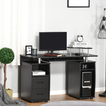 Computerbureau – Bureau – Werkplek – Schrijftafel – Bureau met Opbergruimte – Zwart – 120x55x85 cm – Veelzijdige Opbergruimte – Geïntegreerd Kabelbeheer