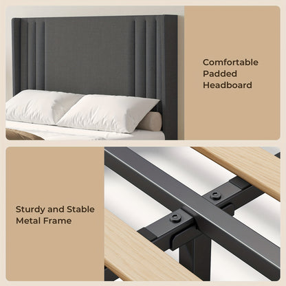 Bedframe – Ledikant – Slaapbank – Bedombouw – Slaapmeubel – Beige Soft-Pack Bekleding – 120x200 cm – Stille Strips – 20 cm Opbergruimte Onder Bed