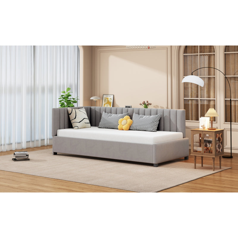 Bedbank – Slaapbank – Logeerbed – Sofa Bed – Bedmeubel – Velourse stof – Lattenbodem – 90x200 cm – Multifunctioneel design
