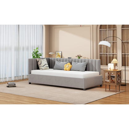 Bedbank – Slaapbank – Logeerbed – Sofa Bed – Bedmeubel – Velourse stof – Lattenbodem – 90x200 cm – Multifunctioneel design