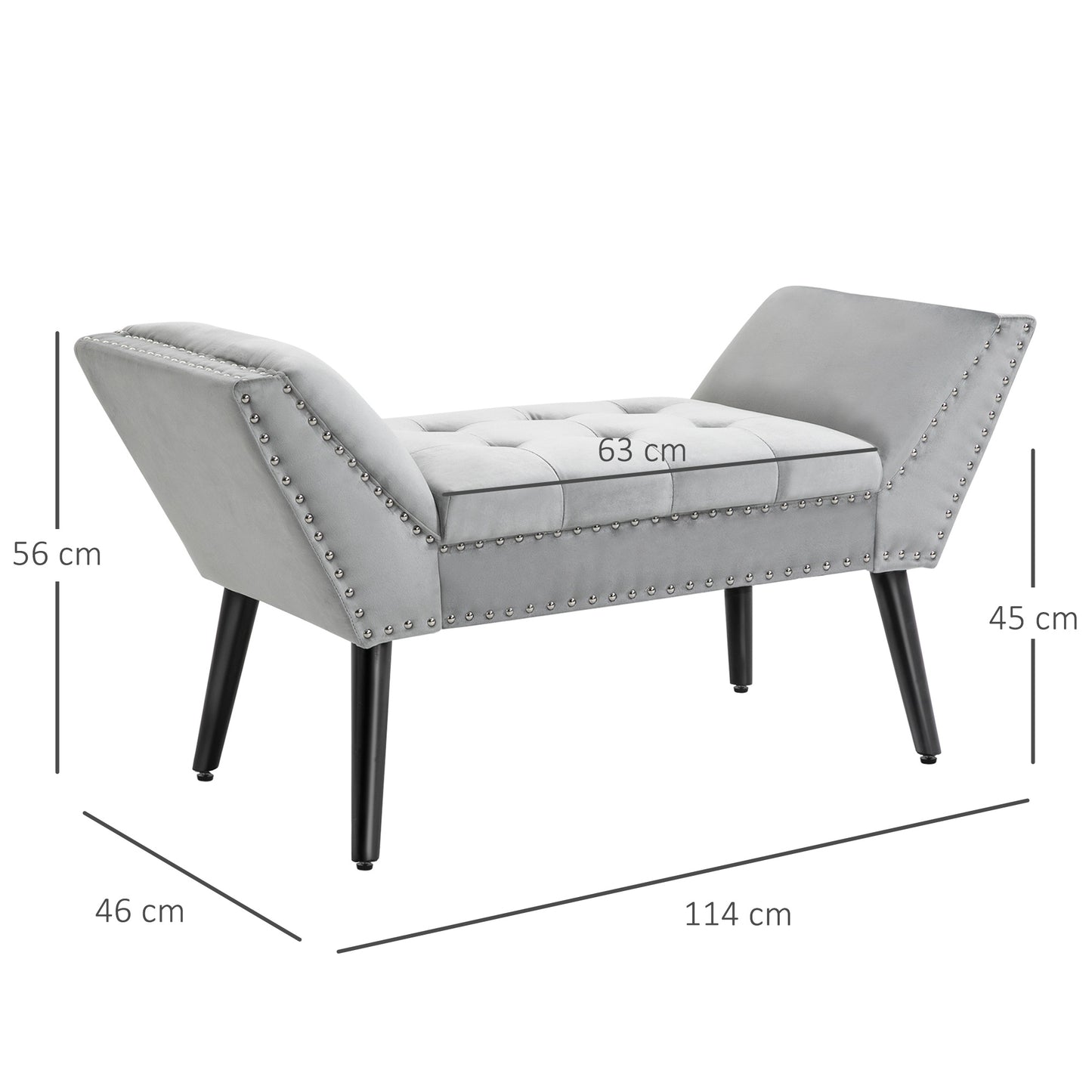 Gestoffeerde Bank – Zitbank – Bench – Slaapkamerbank – Halbank – Lichtgrijs Fluweel – Hoogwaardige Schuimzitting – Stevig Rubberhout Frame