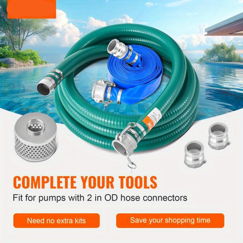 Flexibele Zuigslangset – Waterpompslang – Zuigslang – Irrigatieslang – Drainageslang – Duurzaam PVC – Lengte 6,1m En 15,24m