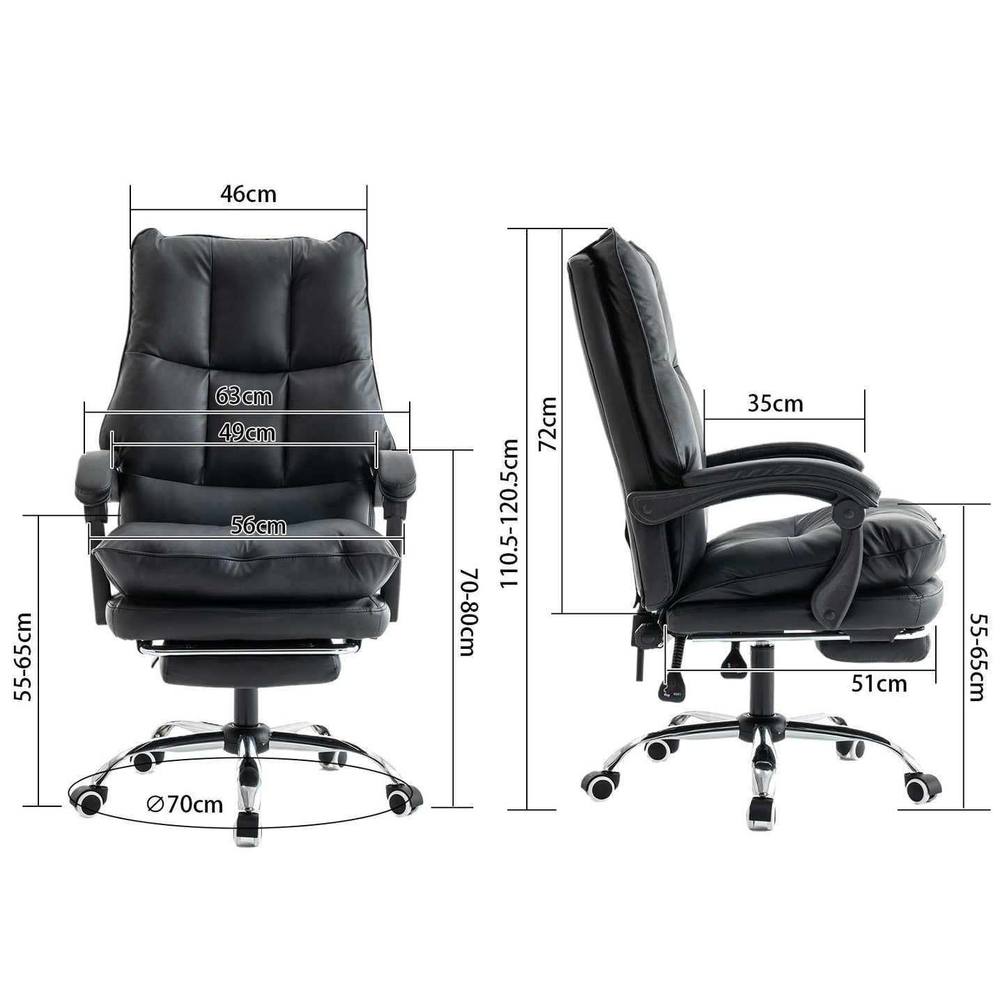 Bureaustoel – Office Chair – Draaistoel – Kantoorstoel – Gamestoel – Hoogte Verstelbaar – PU Leer Met Lendensteun - Zwart