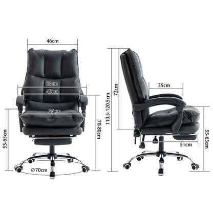 Bureaustoel – Office Chair – Draaistoel – Kantoorstoel – Gamestoel – Hoogte Verstelbaar – PU Leer Met Lendensteun - Zwart