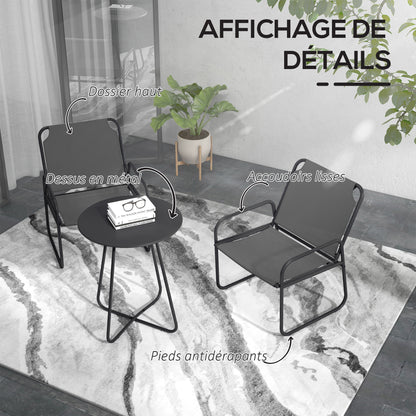 Tuinset – Tuinmeubilair – Bistroset – Loungeset – Balkonset – Gepoedercoat Staal – Ademend Textilene Grijs