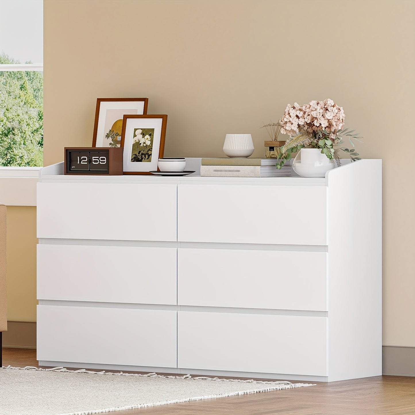 Ladekast – Commode – Kast – Opbergkast – Dressoir – 6 Lade(s) – Wit – Ruime Opbergruimte – Geruisloze Ladegeleiders
