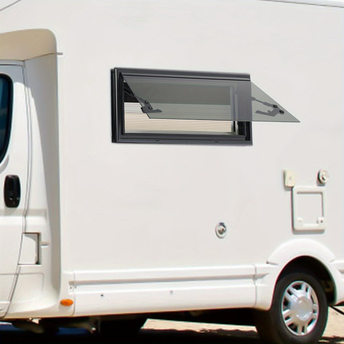 RV Tempered Uitzetraam – Camperraam – Caravanraam – Trailerraam – Ventilatievenster – Aluminium Alloy – Met Hor en Zonwering – 700x300mm Rechthoekig Rechts