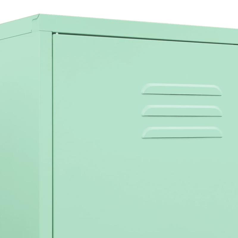 Mintgroene Stalen Kast – Opbergkast – Kledingkast – Bergkast – Vrijstaande Kast – Stevig Staal – Compact 98 cm Hoog