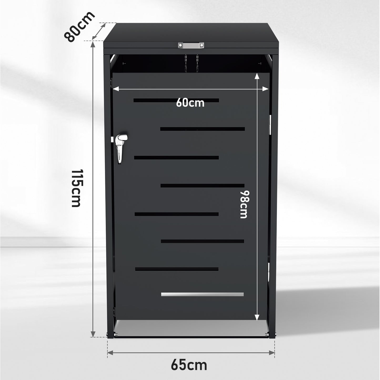 Afvalcontainer – Afvalbak – Vuilnisbak – Afvalopslag – Afvalkluis – Metalen Afvalbak Buiten – Afsluitbare Deuren – Weerbestendig 65x80x115 cm