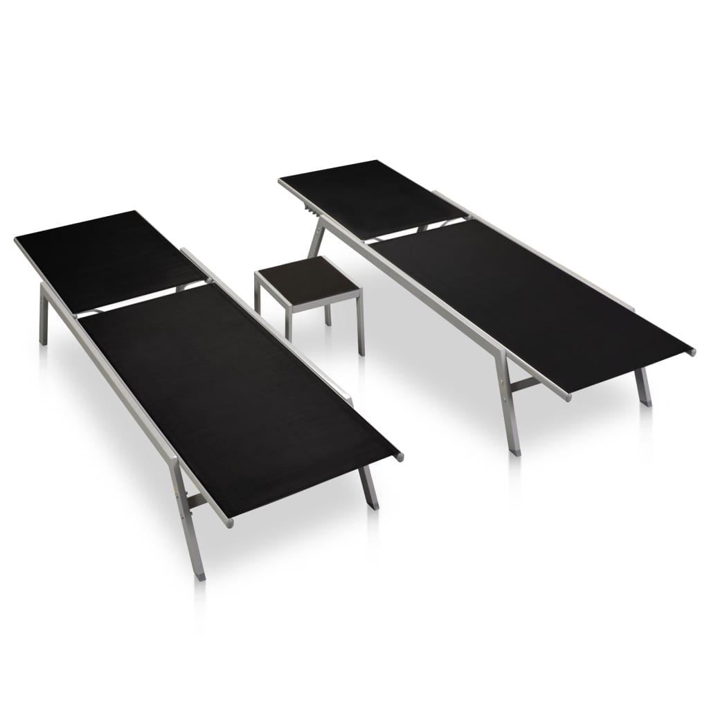2-Persoons Lounge Set – Luxe Loungeset – Tuinset – Ligbedden – Bijzettafel – Stevig Stalen Frame – Ademend Textiel