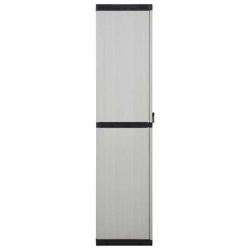 Buitenkast – Tuinkast – Opbergkast – Bergkast – Tuinopbergkast – Transparante Deuren – Duurzaam Kunststof – Vrijstaand – Grijs-Zwart – 68,58 cm Hoog – 3,2 Kubieke Voet Inhoud