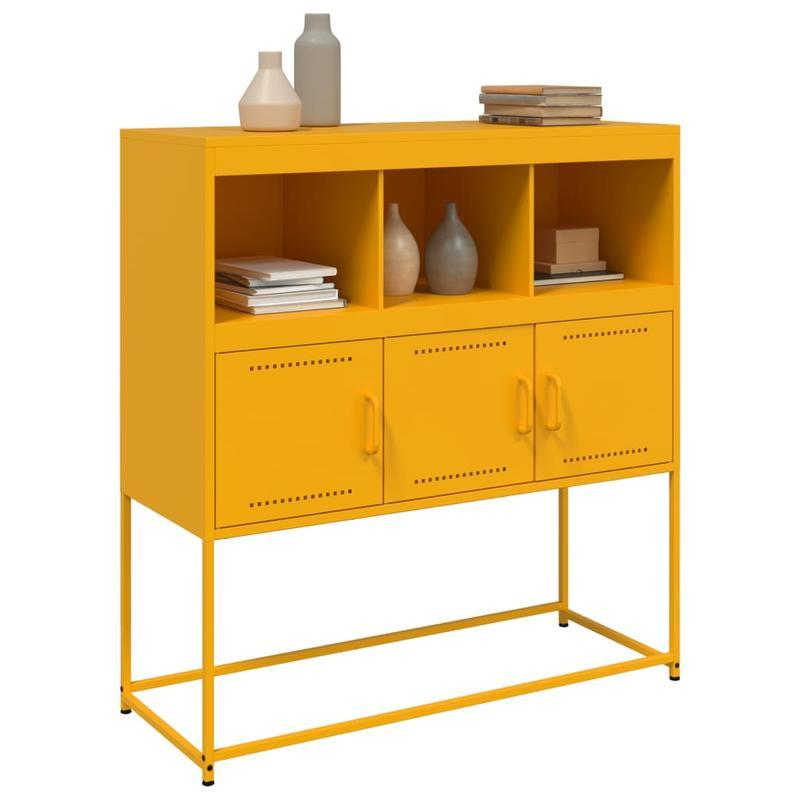 Sideboard 100.5x39x107cm steel mustard yellow Practical and removable