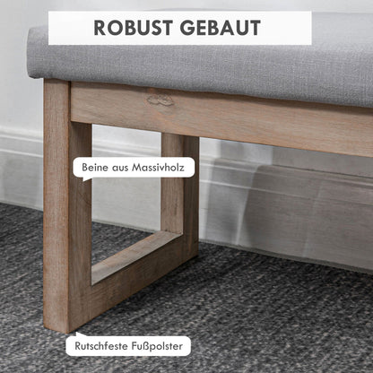Voetenbank – Poef – Voetsteun – Voetkruk – Hocker – Scandi-Design – Grijze Bekleding – Houten Pootjes – 68x38x42 cm – Comfortabel & Duurzaam
