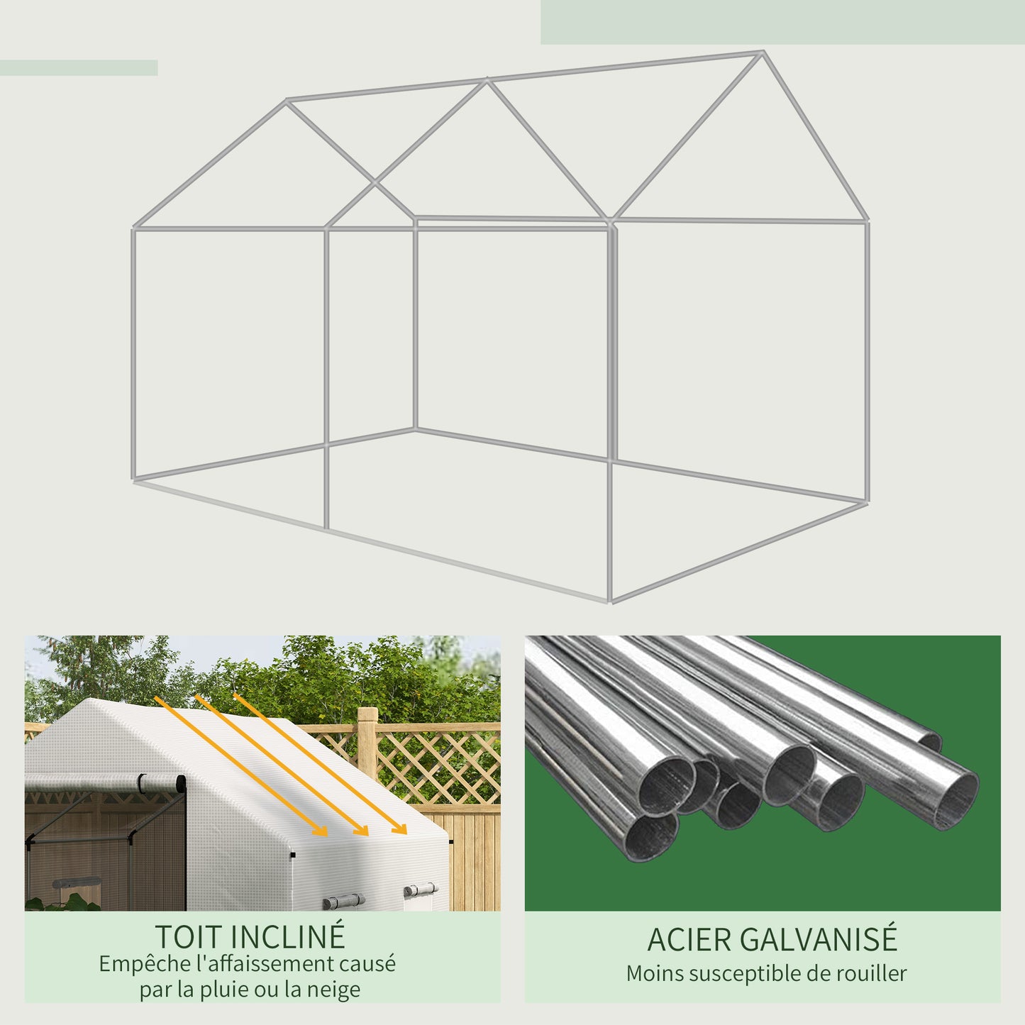 Tuinserre – Kassen – Plantenkas – Groentekas – Serre – 2 x 3 Meter – UV-bestendig PE Hoogwaardig – Gegalvaniseerd Stalen Frame