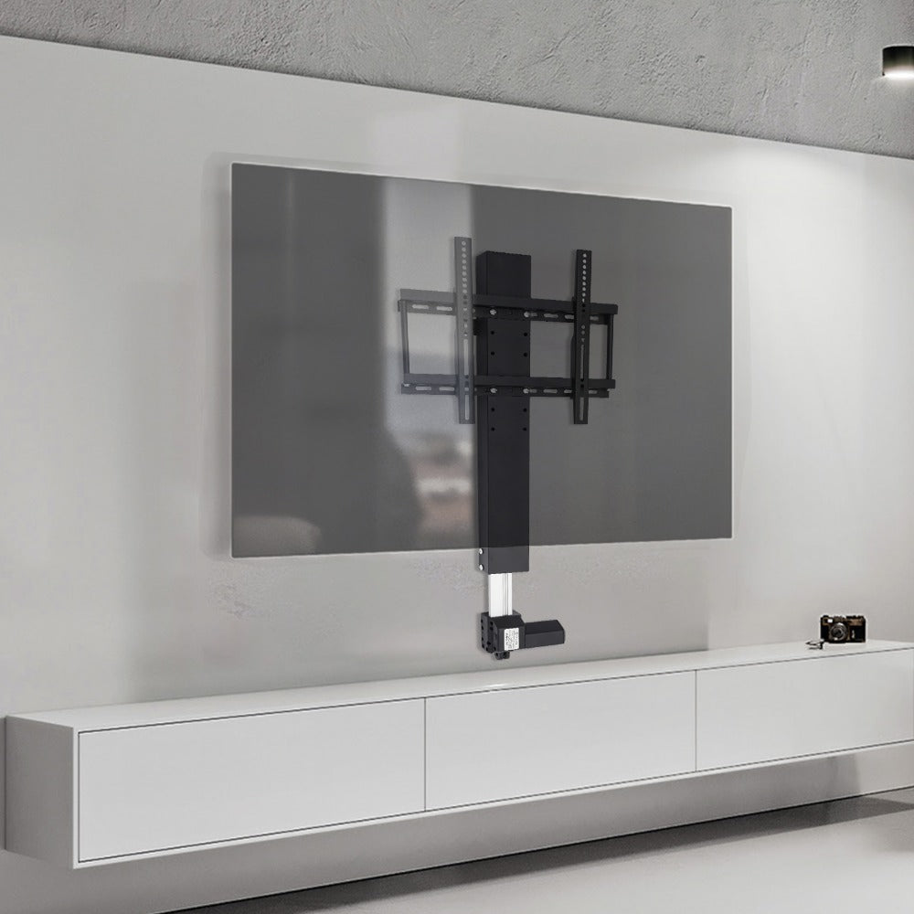 TV Lift – Motorische TV Standaard – Gemotoriseerde TV Beugel – In Hoogte Verstelbaar – Verstelbare TV Houder – 26-57 Inch – Aluminium – Stille Motor
