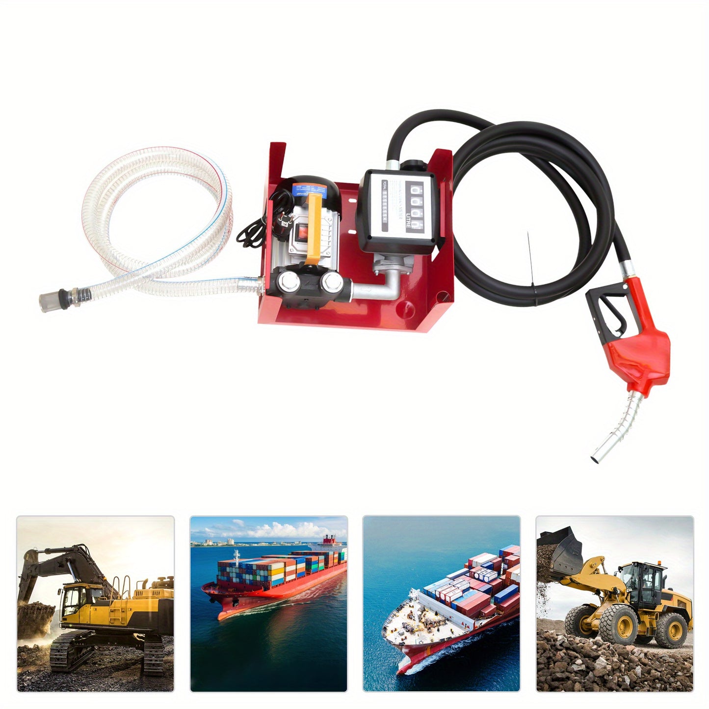 Dieselpomp – Brandstofpomp – Oliepomp – Vloeistofpomp – Hevelpomp – Zelfaanzuigend – Hoog Debiet – Automatische Nozzle – Rood