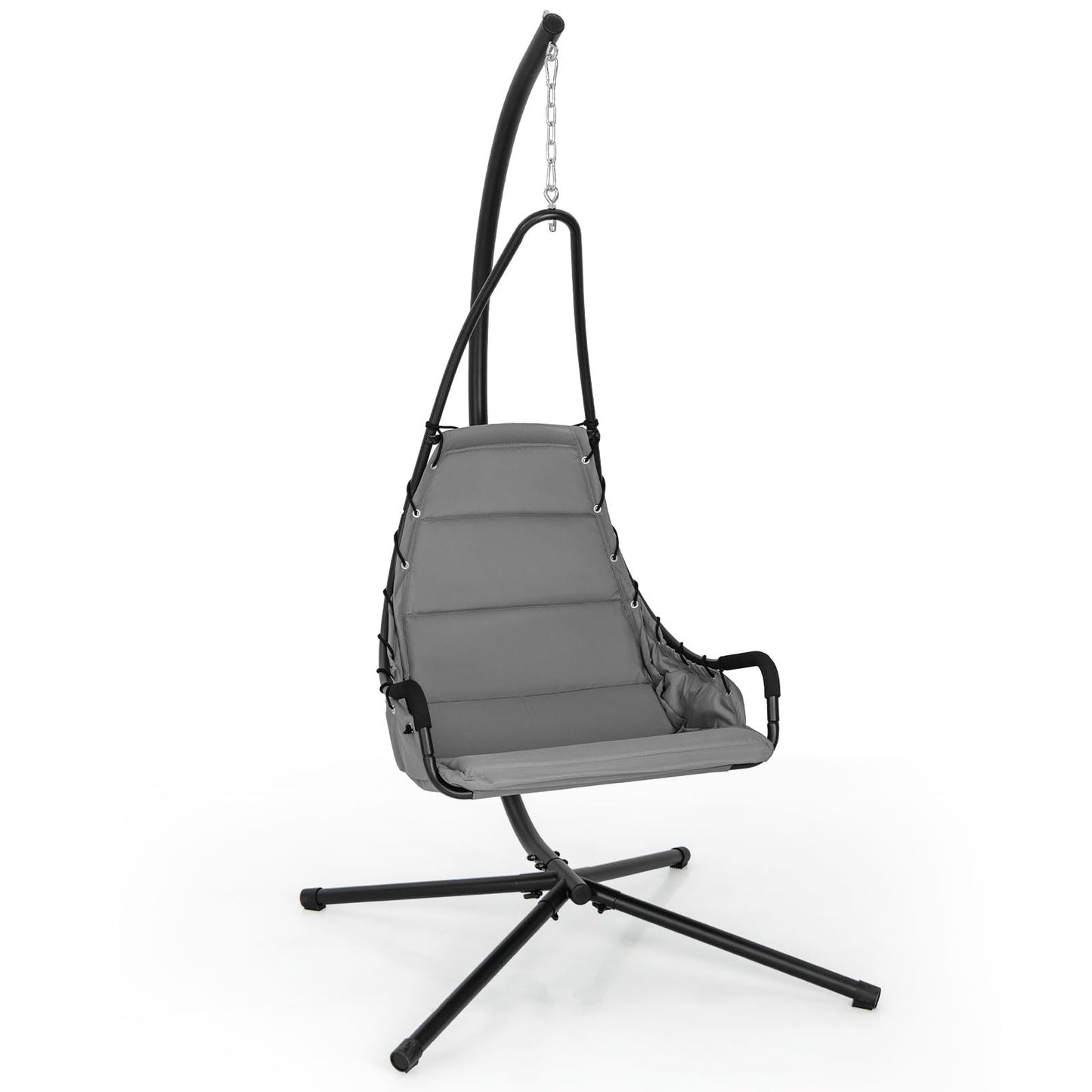 Hangstoel – Hangstoel Met Frame – Hangstoel Voor Binnen En Buiten – Hangstoel Schommel – Relaxstoel – Extra Grote Gevoerde Zitting – Stevig Metalen Frame