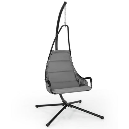 Hangstoel – Hangstoel Met Frame – Hangstoel Voor Binnen En Buiten – Hangstoel Schommel – Relaxstoel – Extra Grote Gevoerde Zitting – Stevig Metalen Frame