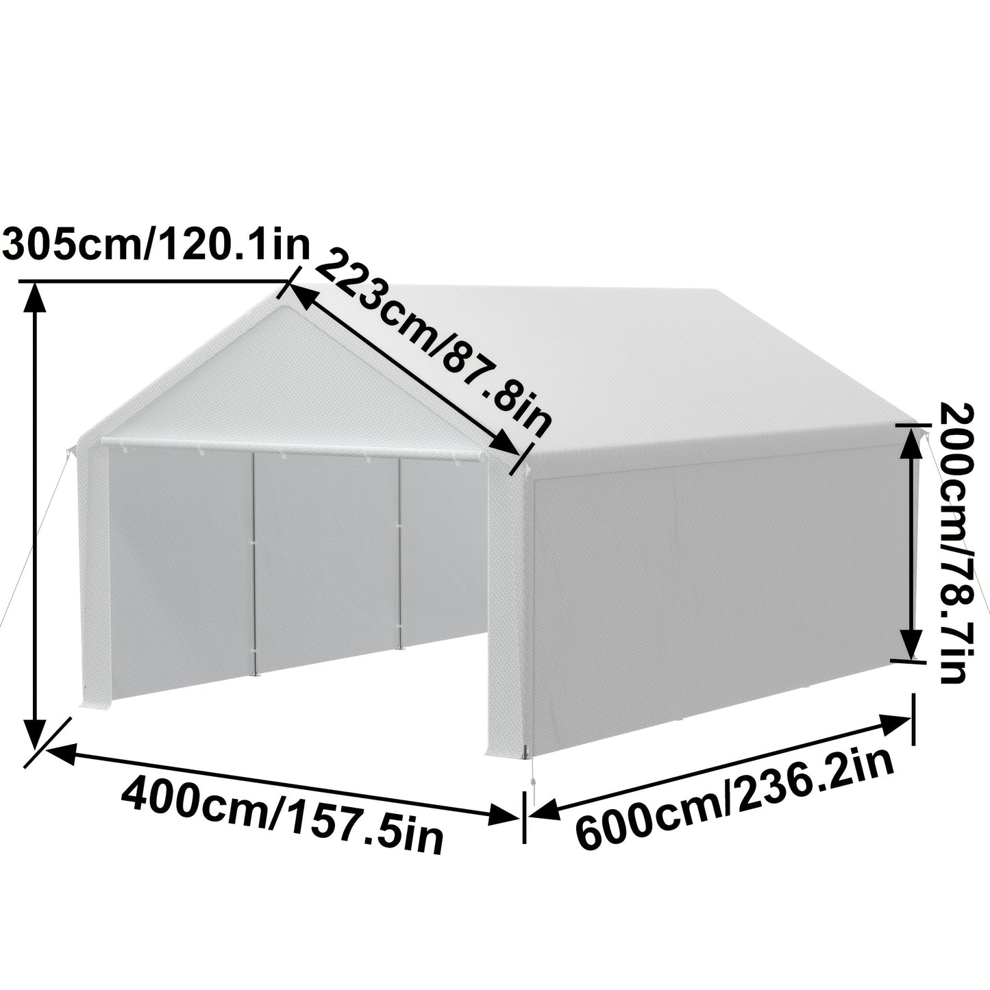 Opbergtent – Werkplektent – Carport – Opslagtent – Garage Tent – 4 x 6 Meter – Stevig Gegalvaniseerd Staal – PE-Coating Waterbestendig Dak