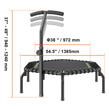 Mini Trampoline – Minitrampoline – Fitness Trampoline – Rebounder – Springmat – Verstelbaar Handvat – Draagkracht 204 kg