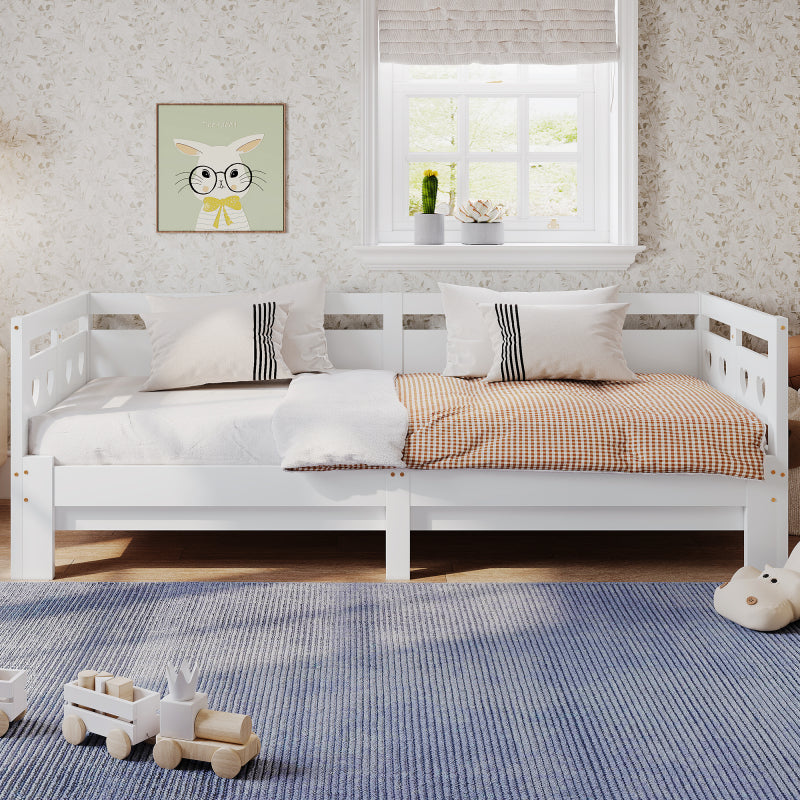 Uitschuifbaar Daybed – Uitklapbed – Slaapbank – Sofa Bed – Logeerbed – Massief Grenenhouten Frame – Ruimtebesparend 2-in-1 Design – Wit Retro – Lattenbodem – Geschikt Voor Matras 90-182x200 cm