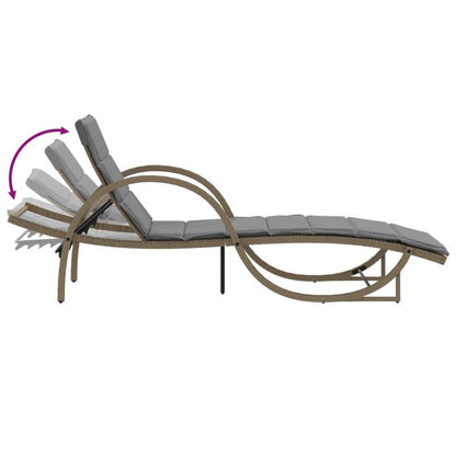 Lounger – Ligstoel – Tuinbank – Relaxstoel – Beige Kussen – Verstelbare Rugleuning – Wicker Resin Frame