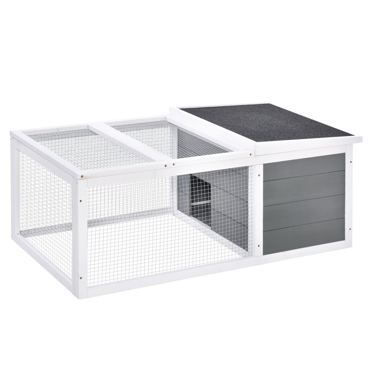 Konijnenhok – Konijnenren – Knaagdierenkooi – Konijnenkooi – Dierenverblijf – Hout – Waterdicht Dak – Ruim 115x66x47,5 cm – Grijs