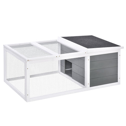 Konijnenhok – Konijnenren – Knaagdierenkooi – Konijnenkooi – Dierenverblijf – Hout – Waterdicht Dak – Ruim 115x66x47,5 cm – Grijs