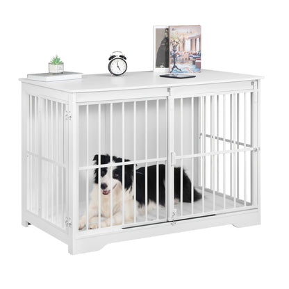 Heavy-Duty Dog Crate Furniture - Dual-Purpose Pet Cage & Side Table with Reinforced Sliding Doors, Spacious Interior for Large Dogs up to 100kg/220lbs, Sturdy Metal Construction, Modern design for Living Room, Bedroom, Office