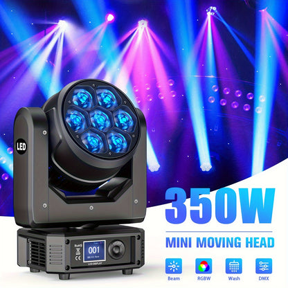 LED Moving Head Beam – DJ Licht – Stage Verlichting – Party Spot – RGBW Kleurensturing – 7x50W, DMX512 Controle