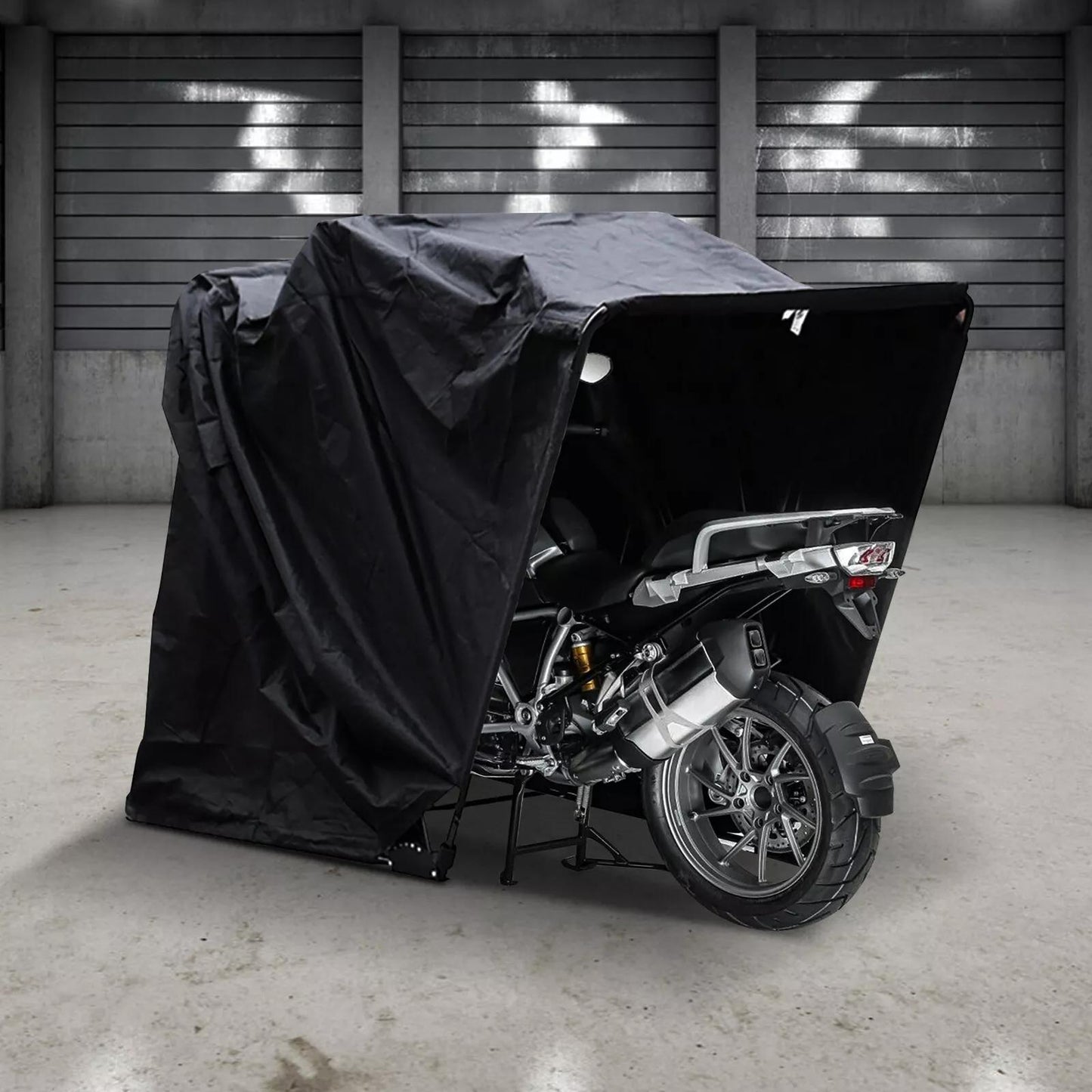 Motorfietshoes – Motorhoes – Scooterhoes – Motorfietsbescherming – Motorafdekking – Zwart – 600D Oxford Stof – 270×105×155 cm – Waterafstotend – Opvouwbaar Met Opbergtas