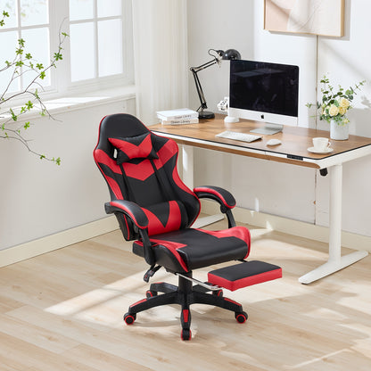 360° Rotating Racing  Design Lounge Chair, Gaming Chair, High-back Office Chair, Height Adjustable, with Wheels, Footrest, Headrest And Lumbar Support.
